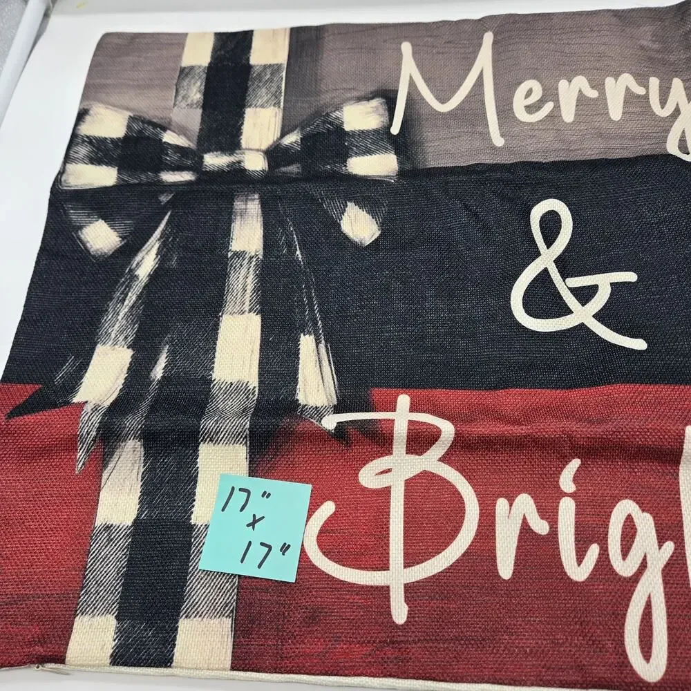 FARMHOUSE BUFFALO PLAID HOLIDAY Pillow Covers 17×17